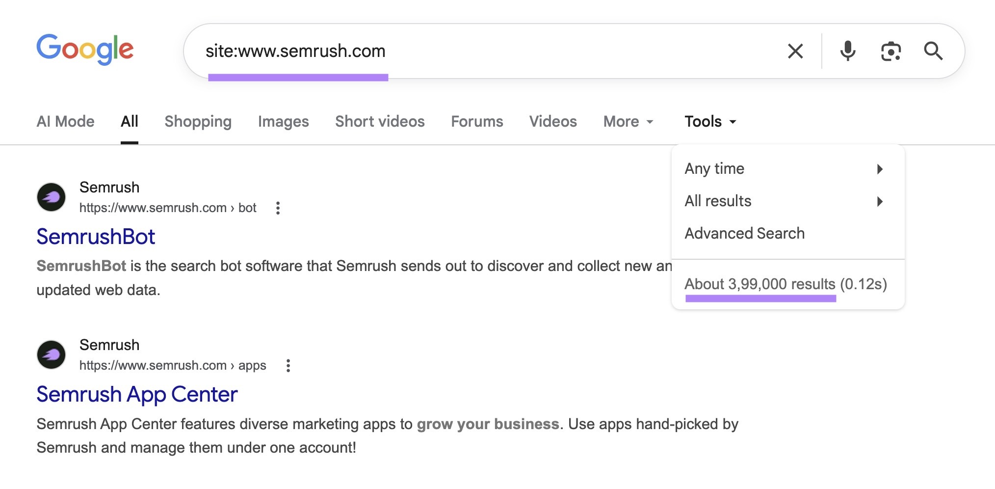 Google shows about 3,99,000 results for “site:www.smrs.digitoolsbuy.com” search.